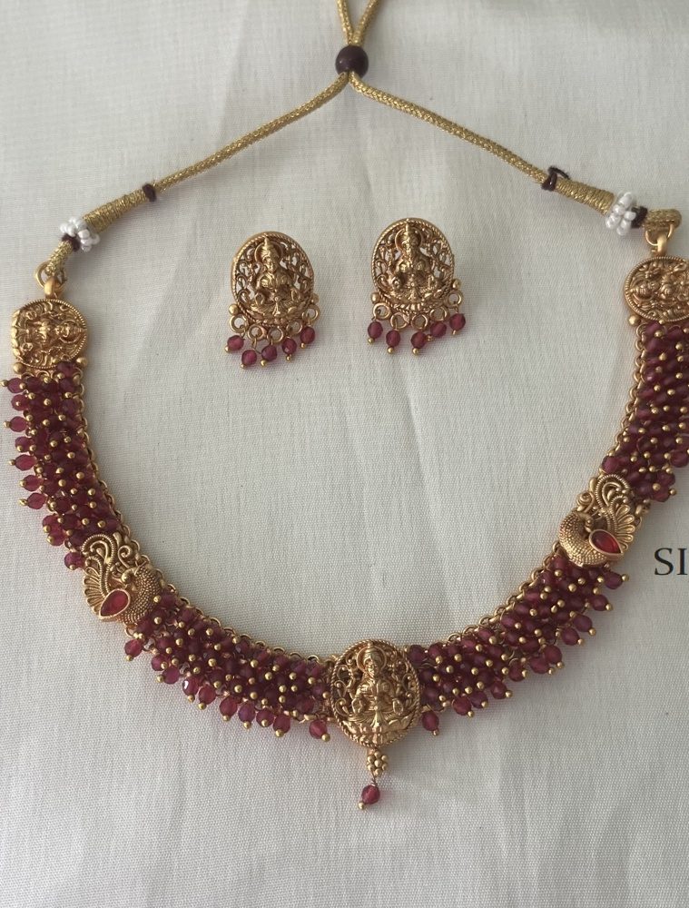 Lakshmi Pink Beaded Necklace DIVIN00874