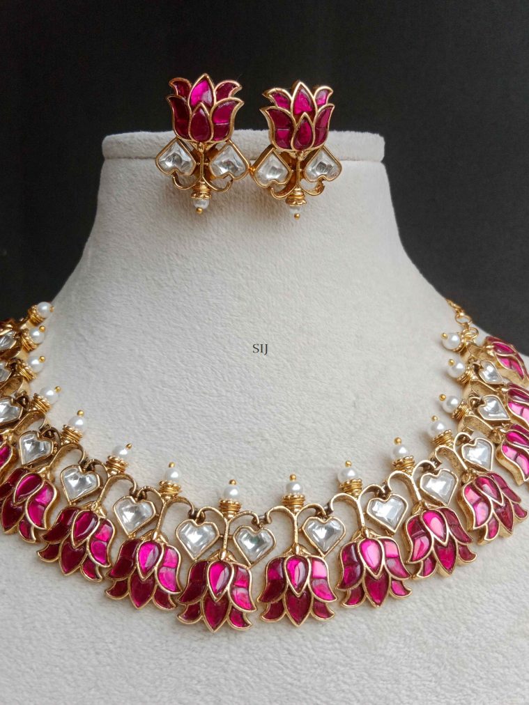 Lotus Heart Jadau Necklace SPAIN02641