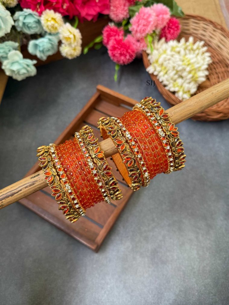 Orange Silk Thread Glass Bangles MAAIB0000055