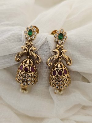 Peacock Stone Long Jhumka CHEIE03133