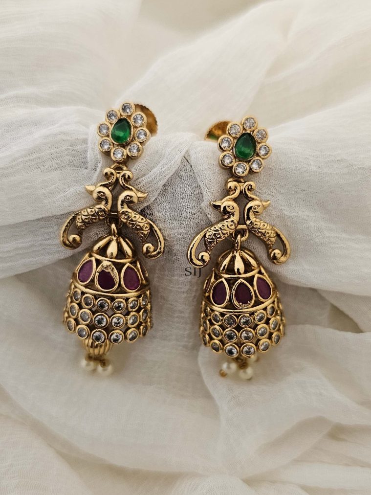 Peacock Stone Long Jhumka CHEIE03133