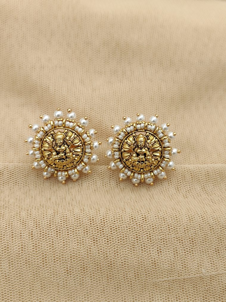 Pearl Lakshmi Stud Earrings DHEIE02628