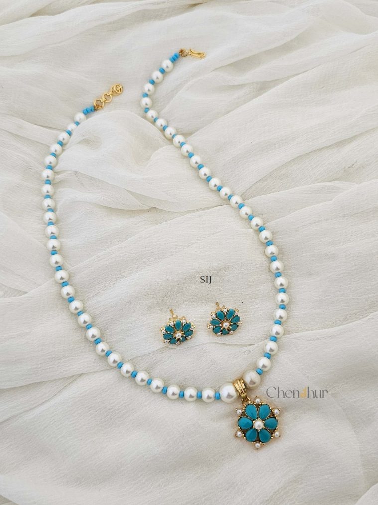Pearl Turquoise Pendant Mid Length Haram CHEIL03095