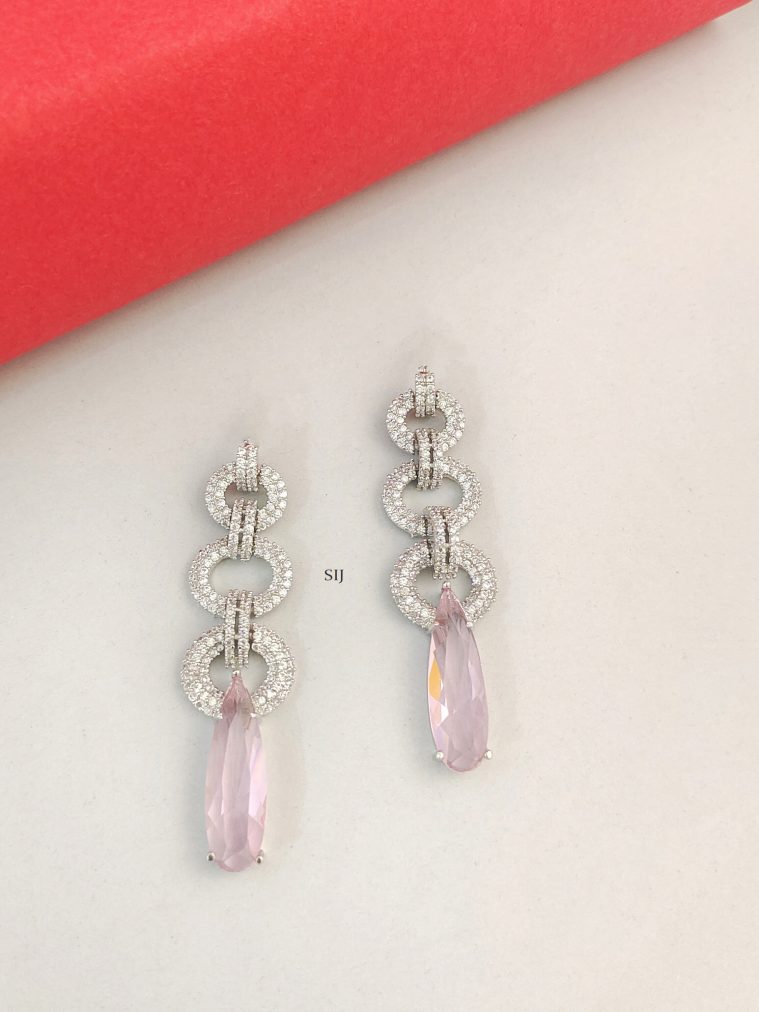 Pink& CZ Stone Drop Earrings BELIE00147