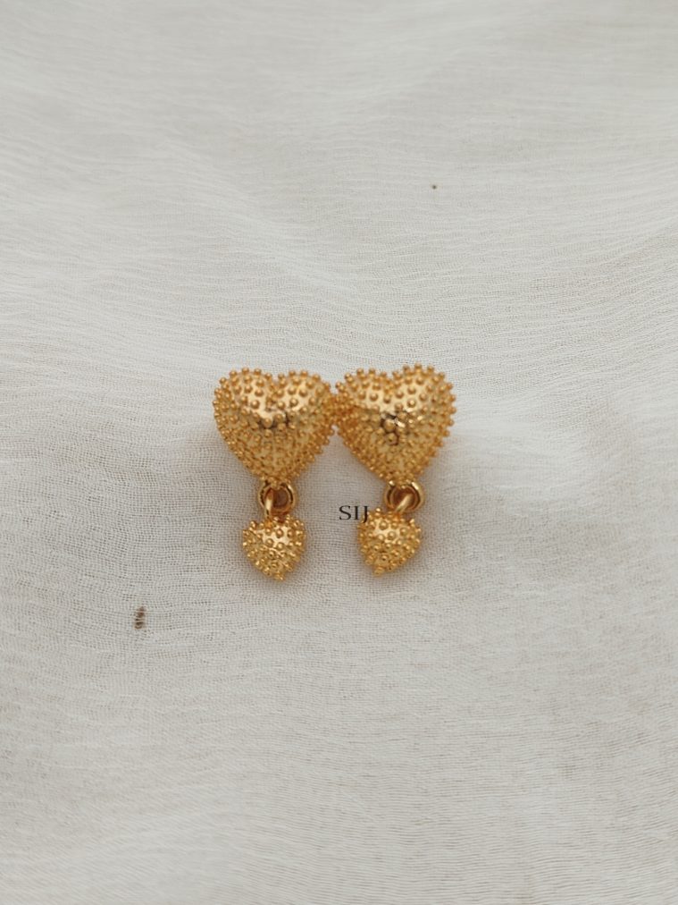 Plain Heart Screw Back Earrings