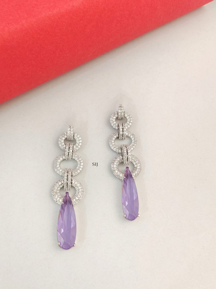 Purple& CZ Stone Drop Earrings BELIE00146