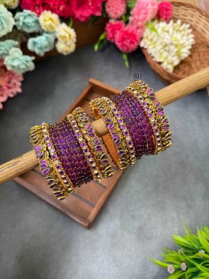 Purple Silk Thread Glass Bangles MAAIB0000057