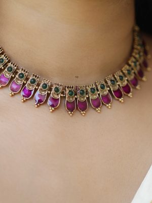 Purple Stone Palakka Necklace VARIN01175