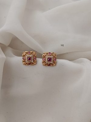 Ruby Stone Square Earstuds ARJIE02627