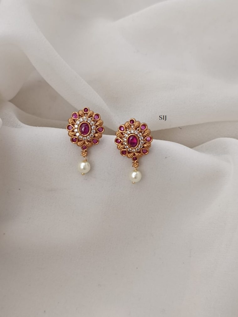 Ruby & White Stone Earrings ARJIE02626