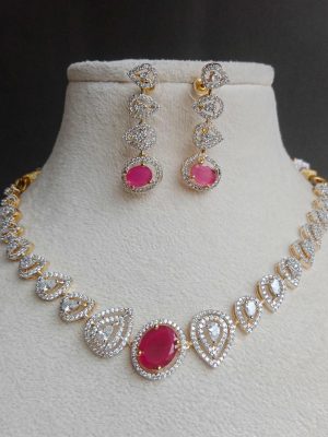 Ruby White Stone Necklace SPAIN02507