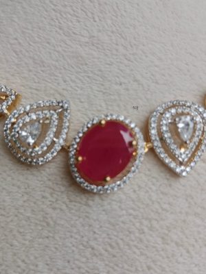 Ruby White Stone Necklace SPAIN02507