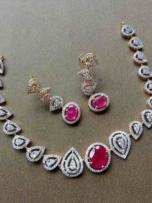 Ruby White Stone Necklace SPAIN02507