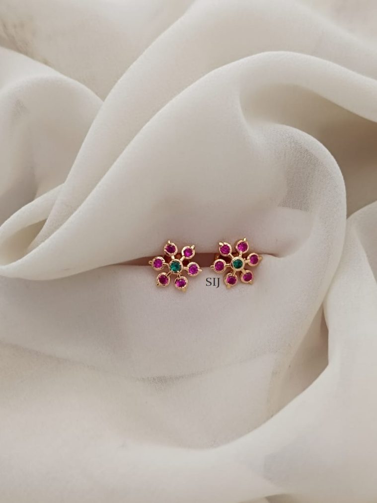 Ruby and Green Earstuds