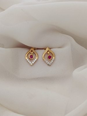 Ruby and White Earstuds