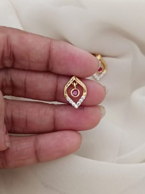 Ruby and White Earstuds