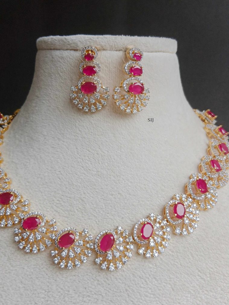 Ruby and White Stone Necklace SPAIN02503