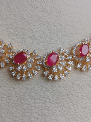 Ruby and White Stone Necklace SPAIN02503