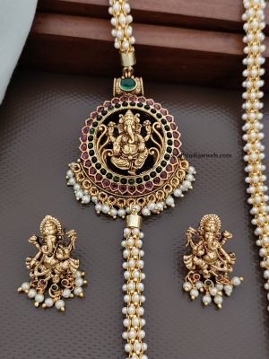 Ganesh Pearl Mugappu Chain CHEIO02036