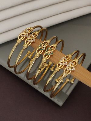 Set Of 3 Gold Plated Openable Bracelet Bangle ABDIB02262