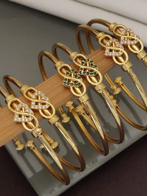 Set Of 3 Gold Plated Openable Bracelet Bangle ABDIB02262
