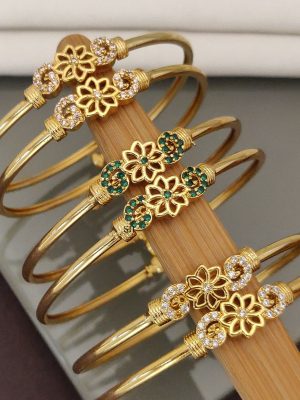 Set Of 3 Gold Plated Openable Bracelet Bangle ABDIB02267