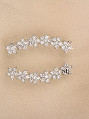 Silver Finish White Stone Earcuffs ALAIE00052