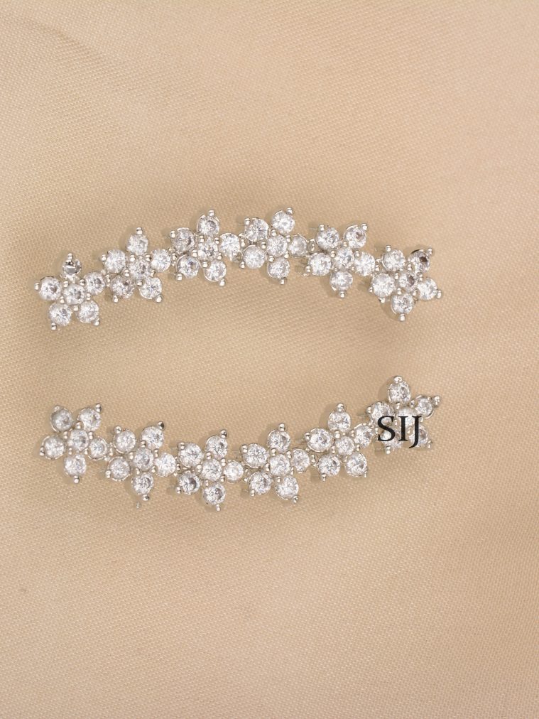 Silver Finish White Stone Earcuffs ALAIE00052