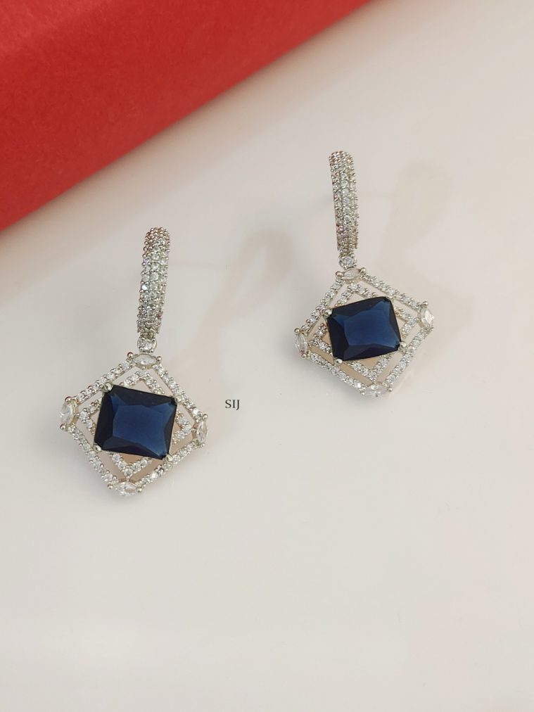 Silver Plated Blue& CZ Stone Earrings BELIE00151