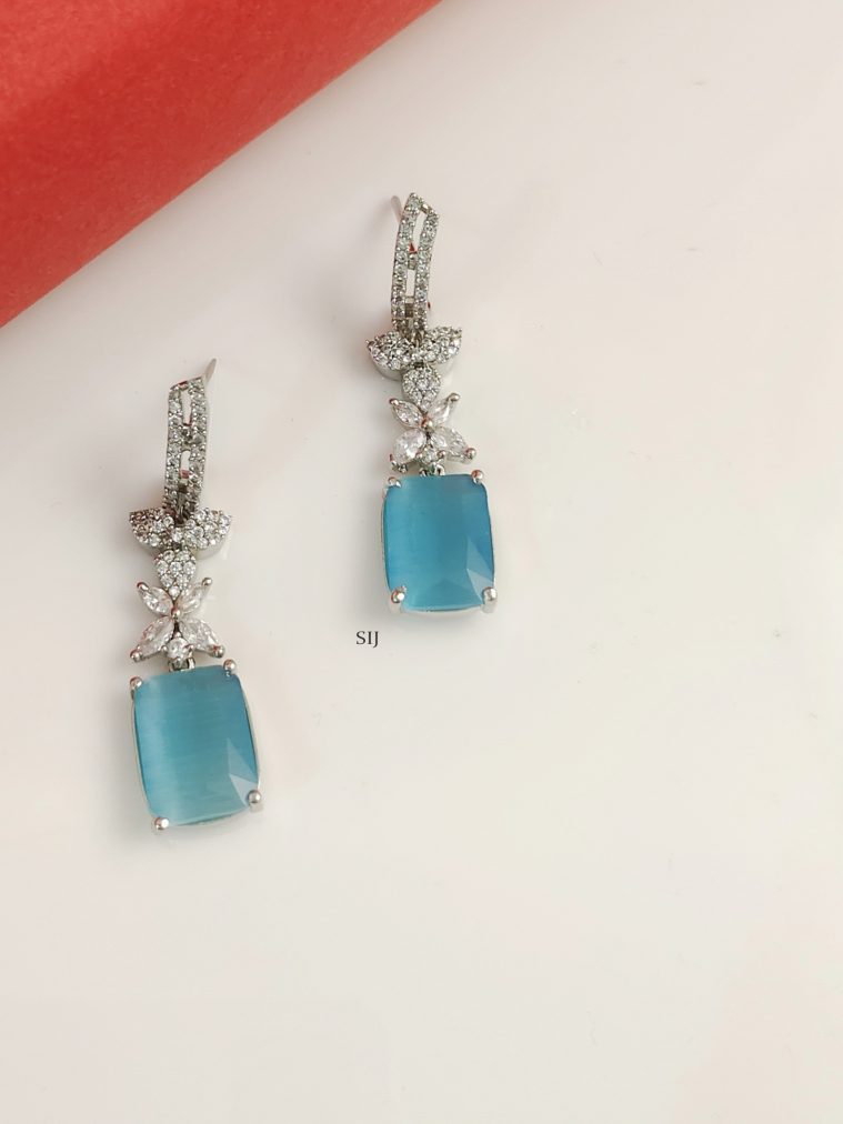Silver Plated Blue& CZ Stone Earrings BELIE00153
