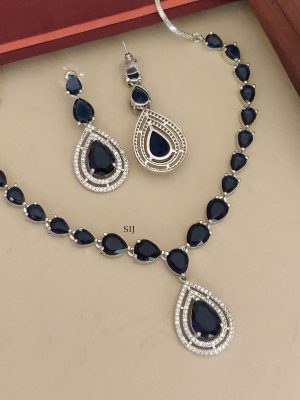 Silver Plated Blue Stone Necklace ABDIN02259