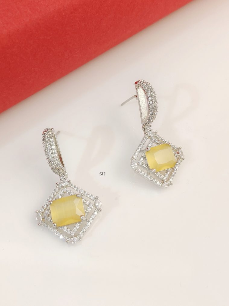 Silver Plated Yellow& CZ Stone Earrings BELIE00152
