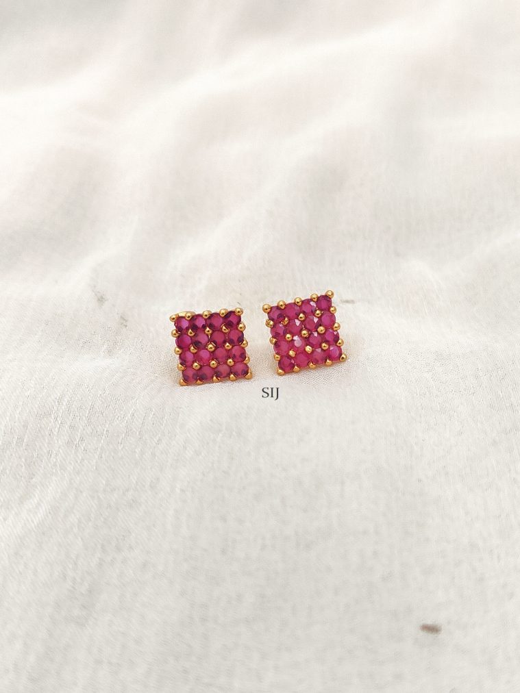 Square Ruby Stone Earstuds