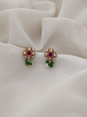 Stone Green Bead Earrings