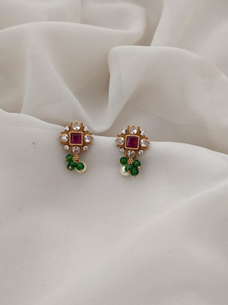 Stone Green Bead Earrings