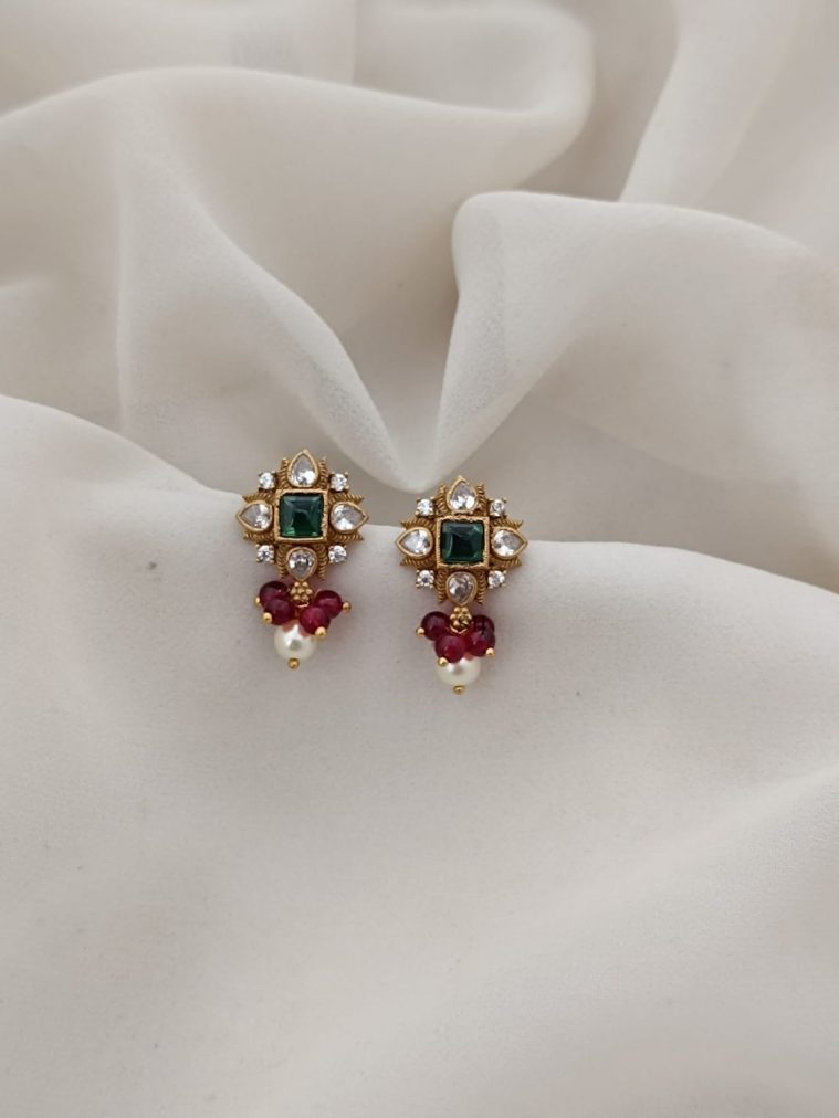 Stone Ruby Bead Earrings