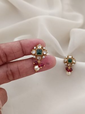 Stone Ruby Bead Earrings