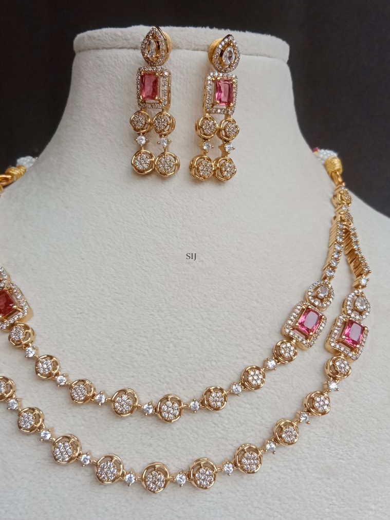 Two Layers Ruby AD Stone Necklace SPAIN02624