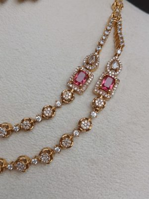 Two Layers Ruby AD Stone Necklace SPAIN02624