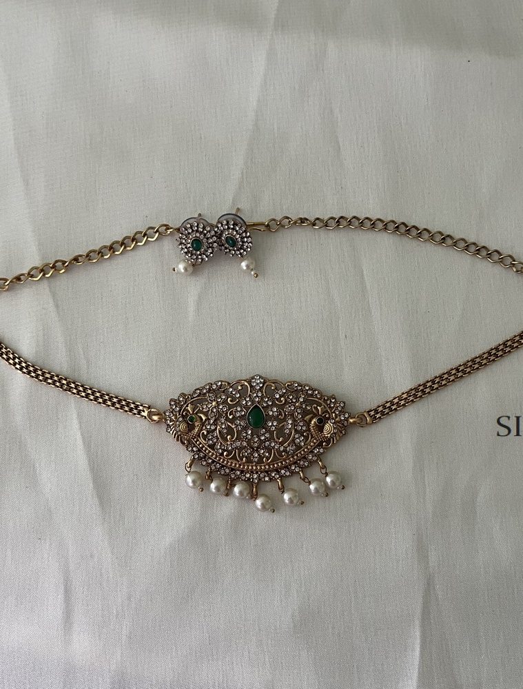 White And Green Stone Choker DIVIC00893