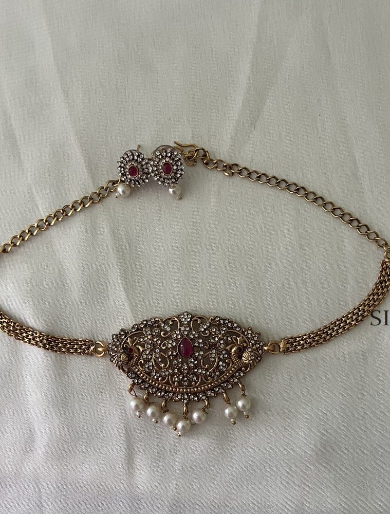 White And Ruby Stone Choker DIVIC00892