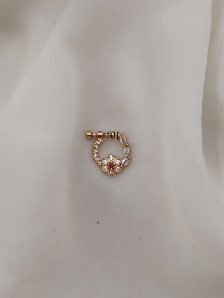 White Stone Bridal Nose Ring ARJIPN02662