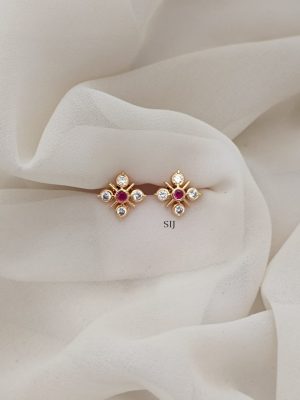 White and Ruby Earstuds