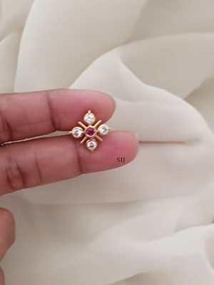 White and Ruby Earstuds