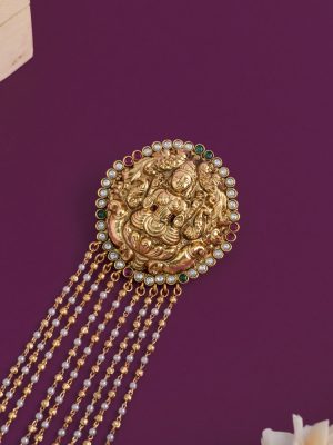 Lakshmi Pearl Gold Beads Hanging Jadai Billai AADIHA01501