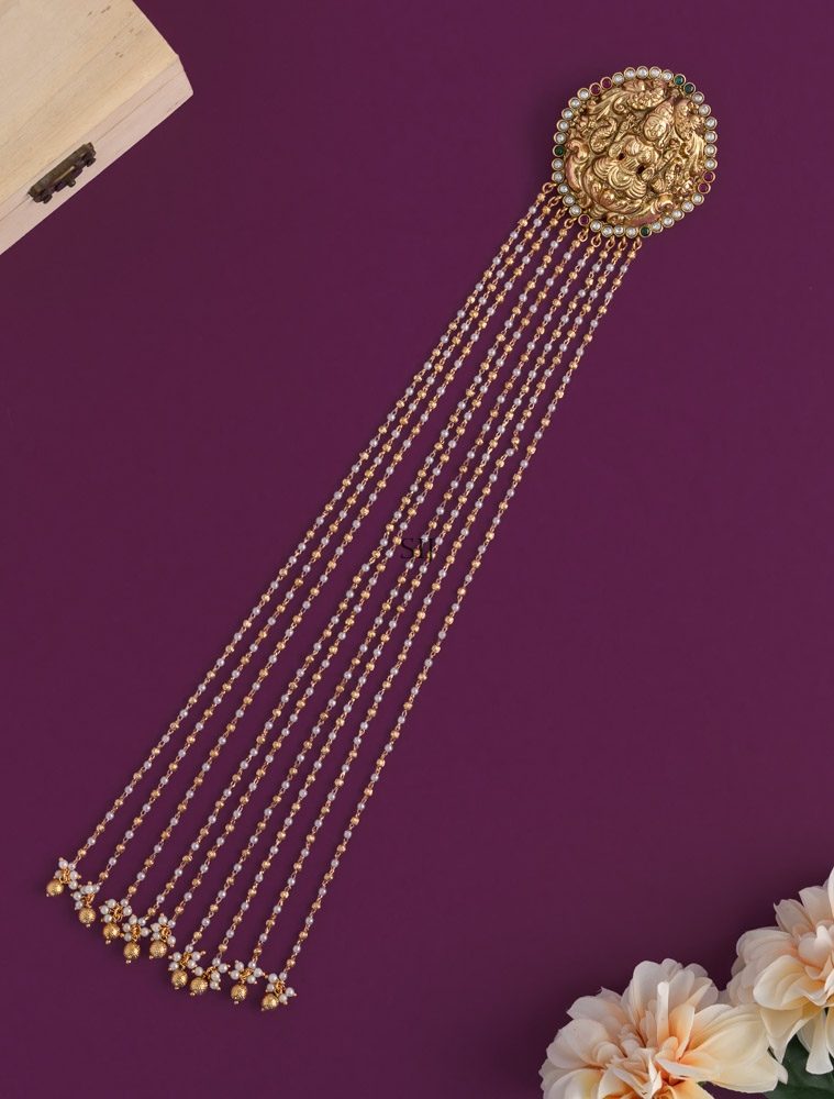 Lakshmi Pearl Gold Beads Hanging Jadai Billai AADIHA01501